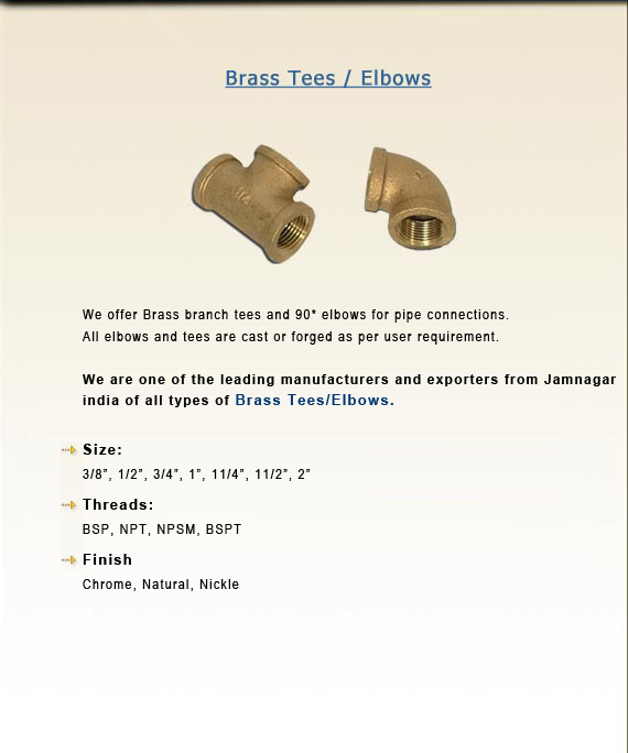 Brass Tees Elbows